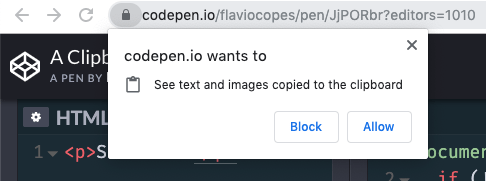Permission to access the Clipboard API