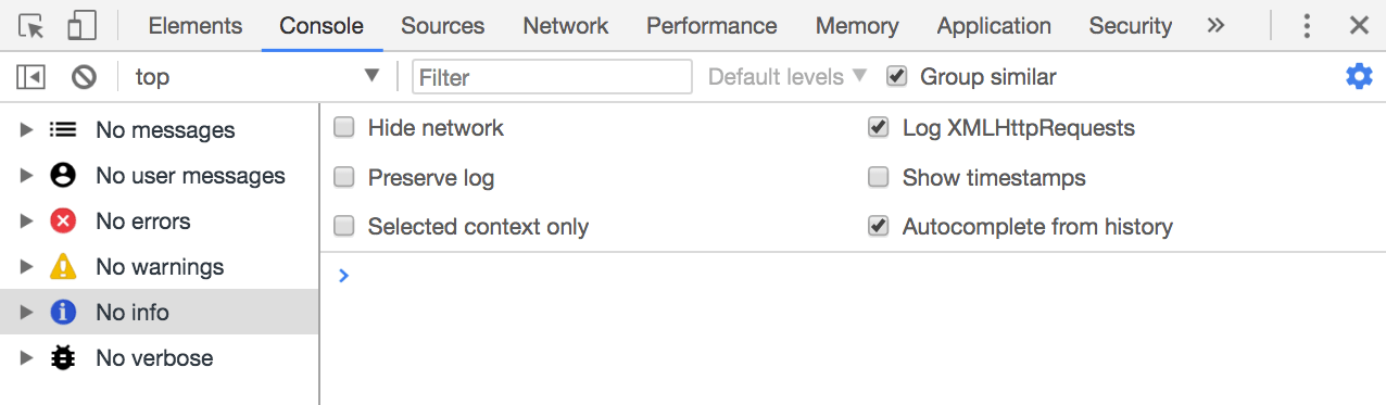 Filtering console messages