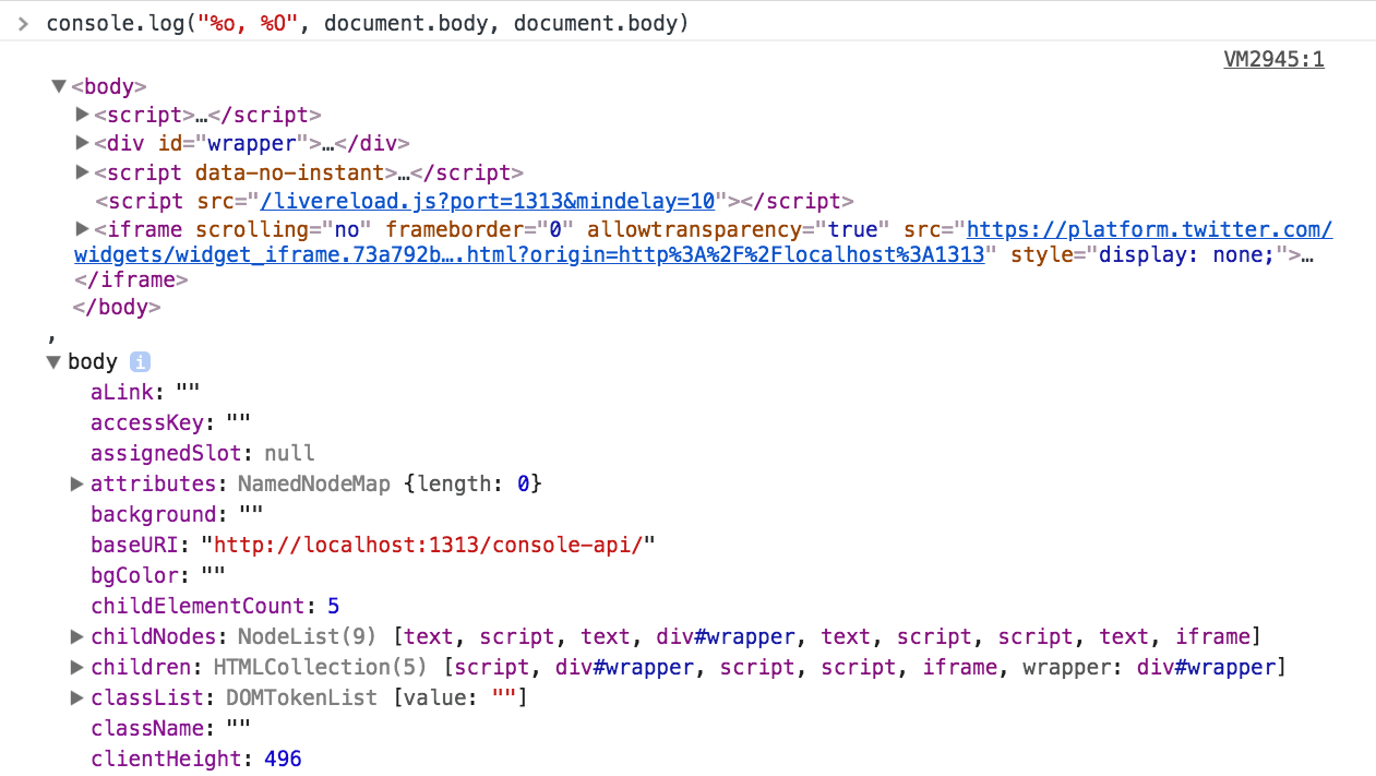 Print objects in the console