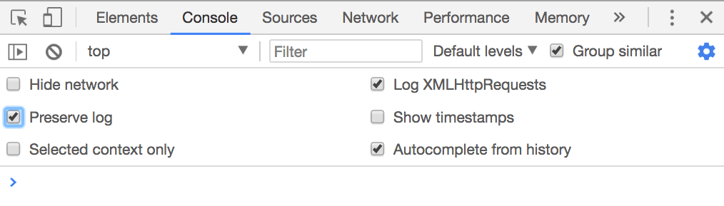 Preserve log during navigation