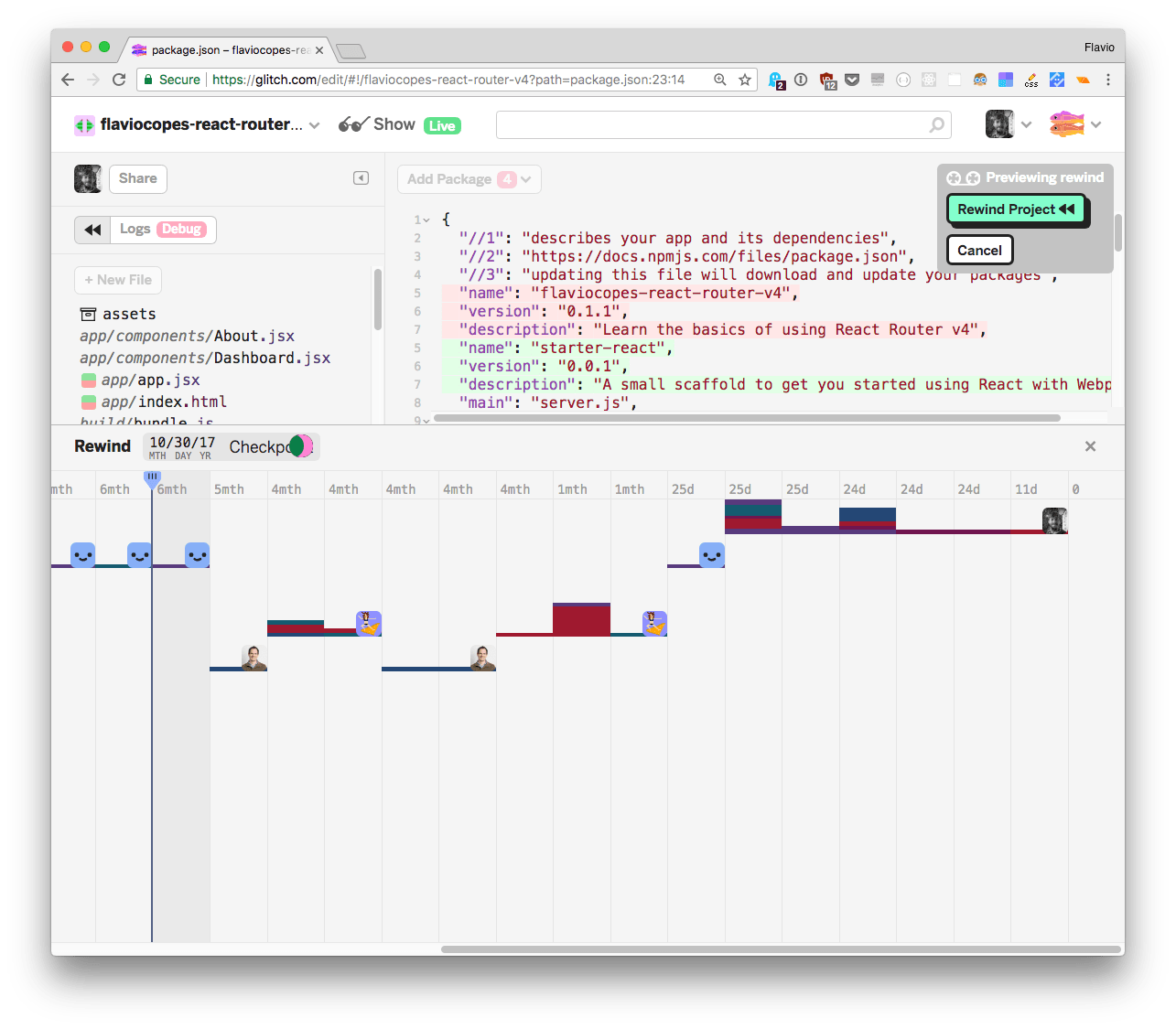 The history of changes