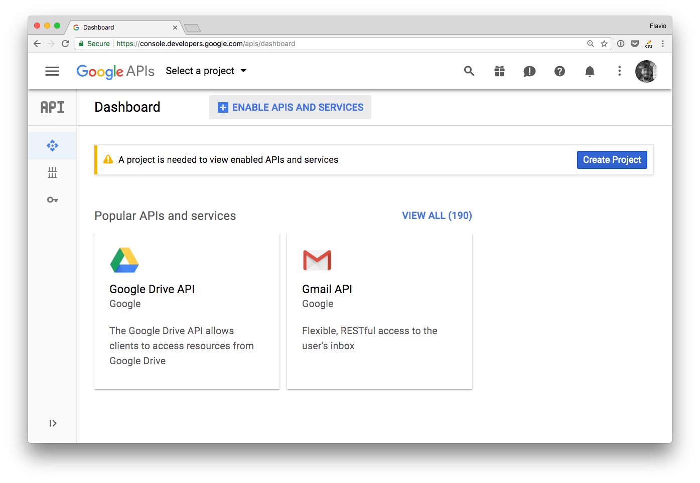 The Google API Dashboard
