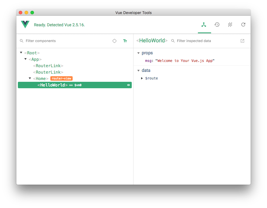 Standalone Vue devtools connected